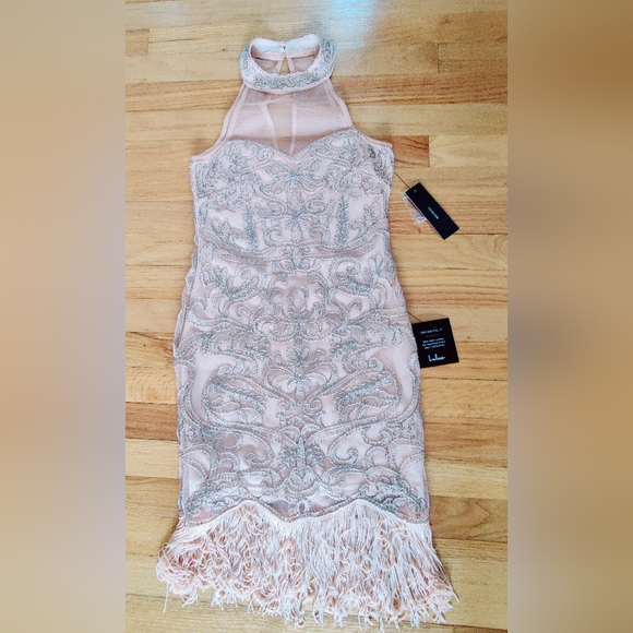 NWT Lulu's Beaded Blush Formal Dress Size XS - Picture 2 of 7